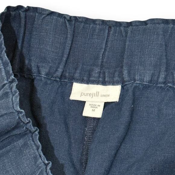 J. Jill Pure Jill Womens 100% Linen Navy Pull On Cropped Ankle Pants Medium - Picture 2 of 9